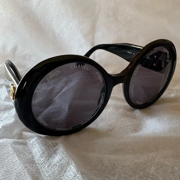 Vintage Chanel round sunglasses black frames purple lens - Picture 8 of 13